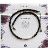 Colier la baza gatului cu 7 cristale si lava vulcanica pentru zodia Gemeni