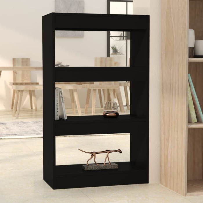 Bibliotecă/Separator cameră, negru, 60x30x103 cm, PAL