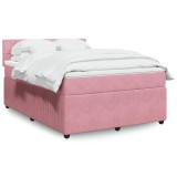 Cumpara ieftin Pat box spring cu saltea, roz, 160x200 cm, catifea