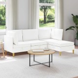 vidaXL Set de mobilier pentru living cu pernă 4 pcs Alb Țesătură 3413720