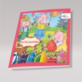 Carte de Colorat si Povesti Copii - Cei Trei Purcelusi, Planse Interactive pentru Prescolari, Dezvolta Creativitatea