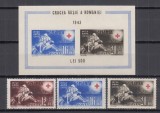 ROMANIA 1943 LP 151 LP 152 CRUCEA ROSIE SERIE SI COLITA NEDANTELATA STARE MNH, Nestampilat
