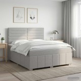 Cumpara ieftin Pat boxspring cu saltea Gri deschis 160 x 200 cm Tesatura