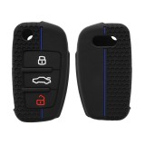 Husa Cheie Auto pentru Audi - 3 Butoane, Silicon, Negru, 53134.02, Kwmobile