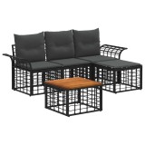 vidaXL Set de canapele de exterior 5 pcs Negru și Gri &icirc;nchis Poliester 3437677