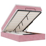 Cumpara ieftin Pat otoman cu saltea, roz, 120x190 cm, catifea