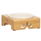 Bol pentru animale de companie, bambus / ceramica, 15 x 5.5 cm, culoare bambus, Springos