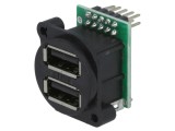 Soclu USB A pentru Montare pe Panou cu Șuruburi și Șir Pini Dubli