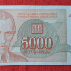 5.000 Dinara anul 1993 Bancnota 5 Mii dinari - Iugoslavia - Jugoslavije