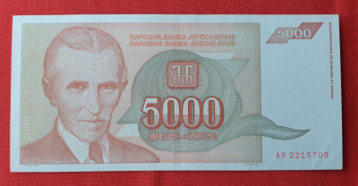 5.000 Dinara anul 1993 Bancnota 5 Mii dinari - Iugoslavia - Jugoslavije foto