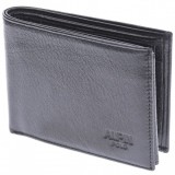 Portofel barbati din piele naturala, negru, 12 x 9 cm, 407N, NANO BELT