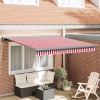 Cort de soare manual retractabil cu dungi roșii și albe 300 x 250 cm