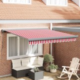 Marchiză manuală retractabilă cu dungi roșii și albe 300x250 cm
