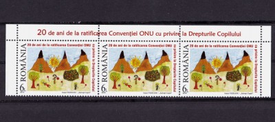 RO 2010 ,LP 1879 , &amp;quot;20 ani ONU - drepturile copilului &amp;quot; , straif de 3 ,MNH foto