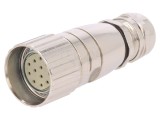 Conector M23 PIN 12 Mamă Lipire Cablu Drept 8A Aurit