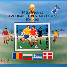 TIMBRE ROMÂNIA L.P.1235-C.M. de Fotbal Italia -preliminarii -colita nedant: MNH