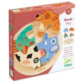 Puzzle din lemn Rondo Dog Djeco 4 piese cu suport