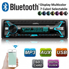 Radio MP3 Player Auto 1DIN cu Bluetooth / MP3 / WMA / USB / RDS / SD / ISO Cube / Multicolor Audiocore foto