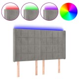 Cumpara ieftin Tablie de pat cu LED, gri deschis, 147x16x118/128 cm, catifea