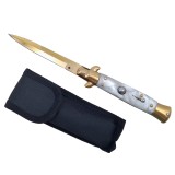 Cumpara ieftin Briceag de vanatoare IdeallStore&reg;, Italian Spirit, otel inoxidabil, 22.5 cm, auriu, husa inclusa