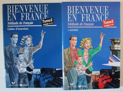 BIENVENUE EN FRANCE , METHODE DE FRANCAIS , 2 VOLUME , 1990- 1991 foto