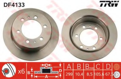 Disc frana SSANGYONG MUSSO SPORTS (2004 - 2016) TRW DF4133 foto