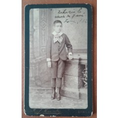 Fotografie tip CDV, baiatul Zaharia la 7 ani, 1882