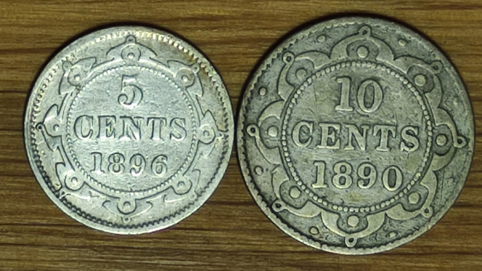 Newfoundland Canada - set raritati argint 925 - 5 10 cents 1896 1890 - Victoria