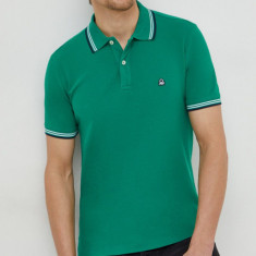 United Colors of Benetton tricou polo barbati, culoarea verde, neted