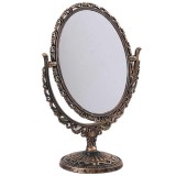Oglinda Pufo Vintage de masa cu picior si doua fete pentru machiaj, 30 cm