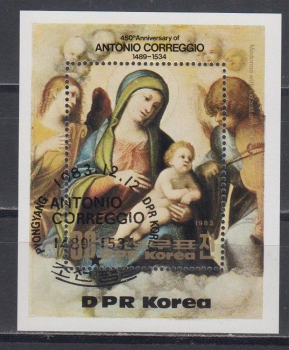 A10 YC 1 - Colita foarte veche - Coreea de nord - pictura religioasa