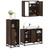 Gossi set mobilier de baie, 3 piese, stejar maro, lemn prelucrat