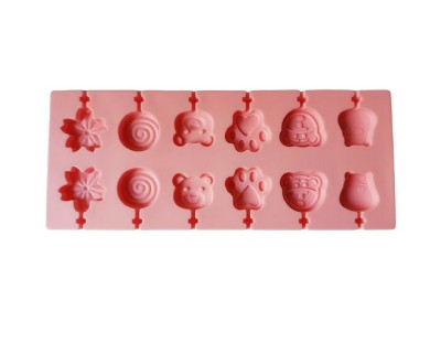 Forma silicon 12 cavitati, Diverse modele, Acadele din ciocolata sau Acadele din zahar, Roz, 25.2 x 10.2 cm, TopBazar foto