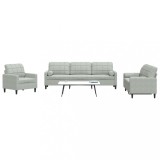 VidaXL Set de canapele cu perne, 3 piese, gri deschis, catifea