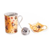 Set cana portelan, infuzor ceai, farfurioara in cutie cadou Autumn &Oslash; 7,5 cm x 10,5 H, 300 ml