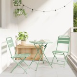 Scaune pliabile pentru grădină 2 bucăți Mint deschis 42x52x82 cm Oțel vopsit electrostatic