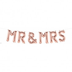 Set baloane cu litere rose gold Mr &amp;amp; Mrs 41 cm foto