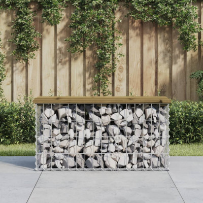 vidaXL Bancă grădină, design gabion, 83x31,5x42 cm, lemn pin impregnat foto