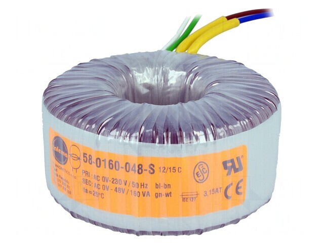 Transformator toroidal 160VA 230V 48V 3,333A cabluri