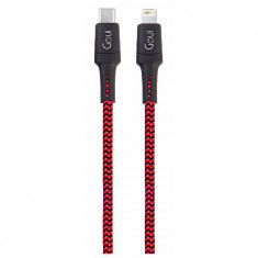 Cablu Date si Incarcare USB Type-C la Lightning Goui Tough, 1.5 m, Rosu - Negru G-TOUGHC94-R