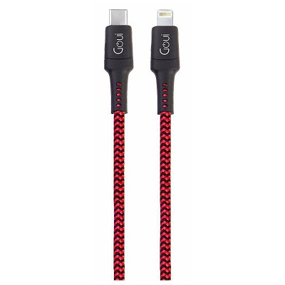 Cablu Date si Incarcare USB Type-C la Lightning Goui Tough, 1.5 m, Rosu - Negru G-TOUGHC94-R foto