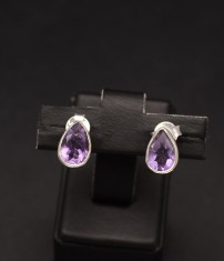 Cercei Din Argint Model Lacrima Cu Zirconiu Mov- Ametist ARG160A