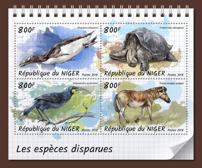 NIGER 2018 - Specii disparute /set complet-bloc + colita MNH (2 imagini)