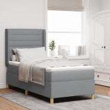 vidaXL Pat box spring cu saltea &amp; LED, gri deschis, 80x200 cm, textil
