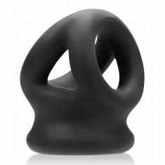 Oxballs - Inel de erecție pentru penis din silicon Tri-Squeeze 3 în 1 negru