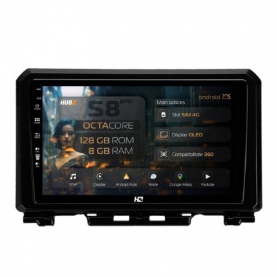 Navigatie Suzuki Jimny (2018-2022) 8GB RAM Android 13 Octacore Slot Sim 4G DSP GPS Wi-FI Carplay Android Auto USB Bluetooth Waze Touchscreen 9 Inch foto