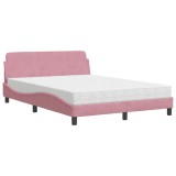 Cumpara ieftin Pat cu saltea, Dover, roz, 140x200 cm, catifea