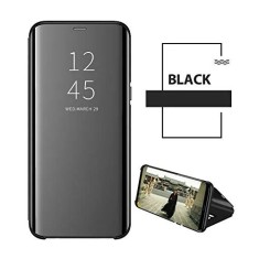 Husa Flip Mirror Samsung Galaxy A01 2020 Negru Clear View Oglinda