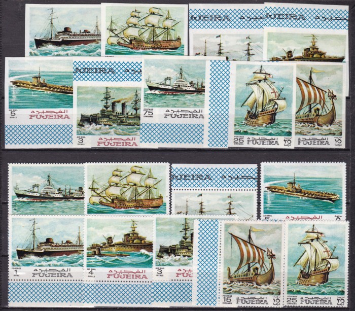 Fujeira 1968 navigatie corabii MI 234-242 A+B MNH