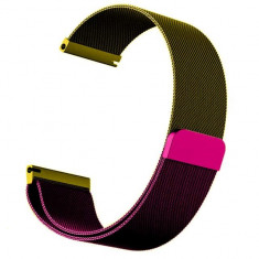Curea otel, Milanese Loop Slim, compatibila cu Huawei Watch GT 2 Pro, Telescoape QR, 22mm, Purple Green